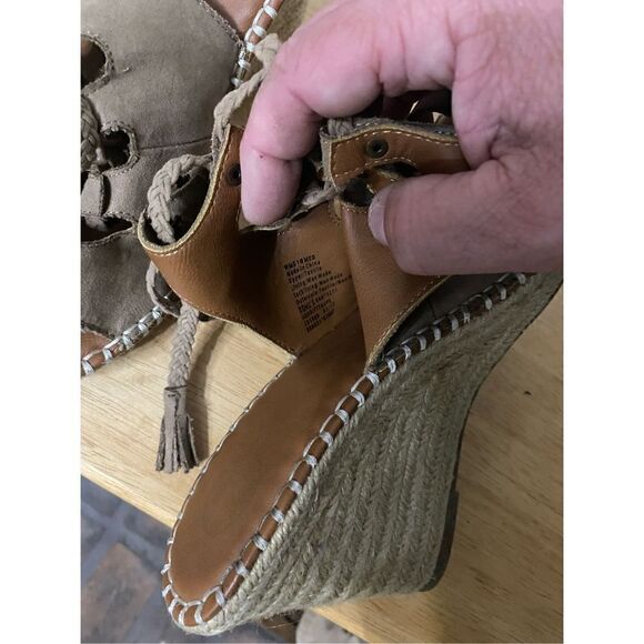 SO suede wedge lace up sandals size 10 - Picture 4 of 9